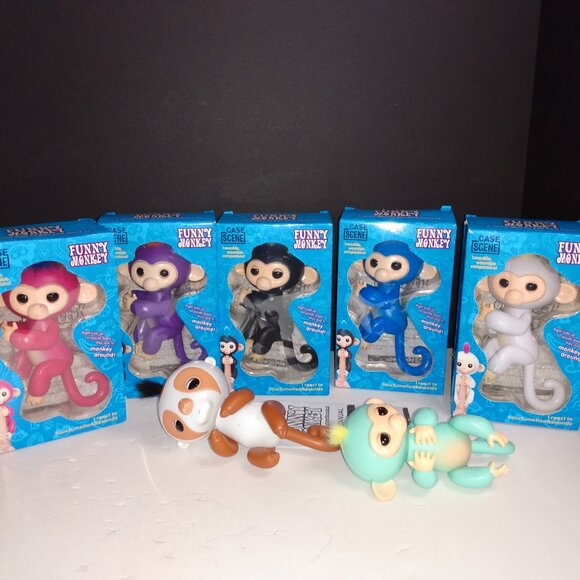 Other - Lot Of 6 Funny Monkey Toys + Sloth (Bootleg Fingerlings) W/ Boxes